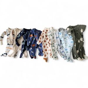 Carter's Mixed Color Baby Footie Sleepers in Navy, Cream, Green, Blue